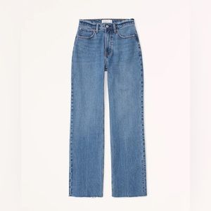 Abercrombie & Fitch Curve Love High Rise 90s Relaxed Jean in Medium w/ Raw Hem